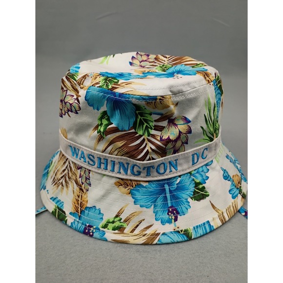 DC One Wholesale Other - DC One Wholesale Washington DC Floral Bucket Hat Blue Hibiscus Tropical Sun Hat